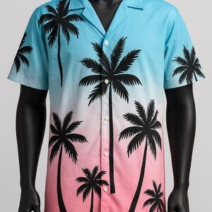 🌴 Men’s Tropical Palm Tree Button-Up Shirt – XXL 🌴